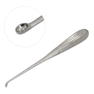 Brun Curette 8" Hollow Handle Angled Oval #5/0 (2.2mm)