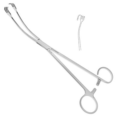 Ballenger Tonsil Seizing Forceps 3x3 Prongs Open Ring 8 1/2 inch Slight Curve