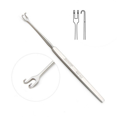 Freer Skin Hook Double Prongs 2.5mm 6 inch Blunt