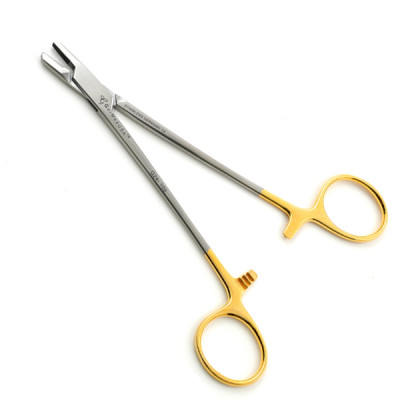 Sternal wire twister, 8, serrated TC jaws, gold ring handle