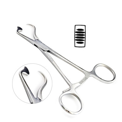 Plate and Bone Holding Forceps 5 inch One Pointed and One Footplate Tip Maximum Opening 16mm