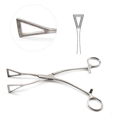 Lovelace Lung Grasping Forceps Straight Serrated Jaws 1 inch Wide 8 inch