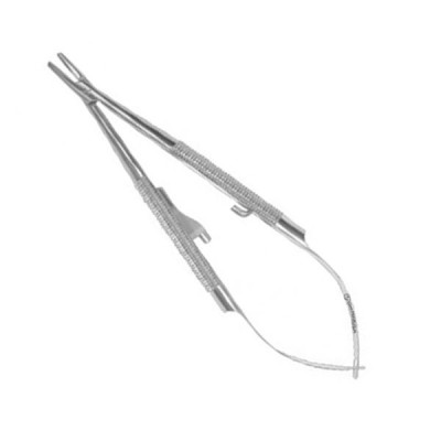 Castroviejo Micro Surgical Needle Holder 5 1/2 inch Serrated Straight With Catch Round Body Style