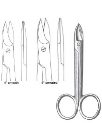 Wire Cutting Scissors 4 inch Curved Smooth, For Cerclage wire only