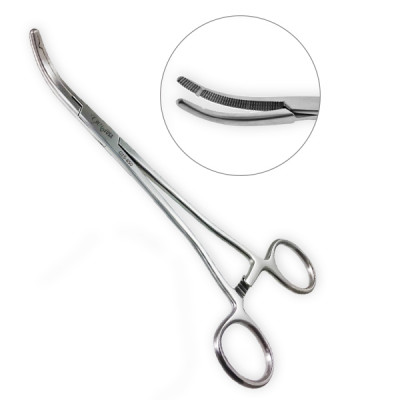 DawnProMed German Grade Heaney Hysterectomy Forceps – Curved 8.5″ Double Tooth, OB/GYN Surgical Instrument