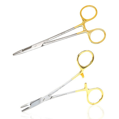 Olsen Hegar Needle Holder with Scissors Tungsten Carbide Insert Jaws - Left Hand