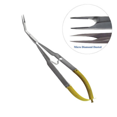 N-S Micro Diamond Dusted Forceps 45 Degree with Thumb Lock