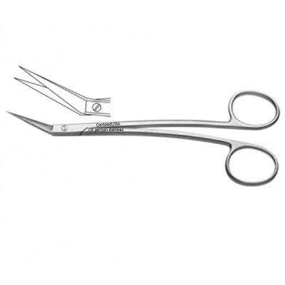Locklin Gum Scissors Curved Shanks One Serrated Blade 6 1/4 inch