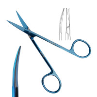 Iris Scissors 4 1/2“ Curved Blue Coated