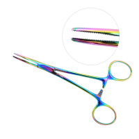 Kelly Hemostatic Forceps 5 1/2" Curved - Rainbow Coated