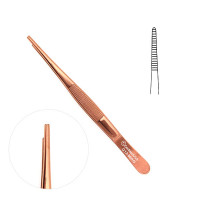 Thumb Dressing Forceps 5 1/2" Serrated Rose Gold Coated