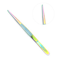 Thumb Dressing Forceps 5 1/2" Serrated Rainbow Coated