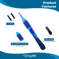 Brown Adson Forceps 4 3/4" Blue Coated 7x7 Teeth