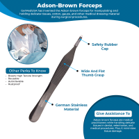 Brown Adson Forceps 4 3/4" Gun Metal Coated 7x7 Teeth