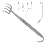 Freeman Face Lift Retractor 7" Curved Backward 37mm 4 Prongs Offset Sharp