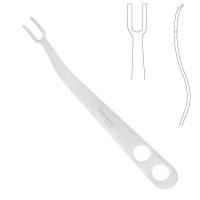 PCL Retractor 10 1/2" Curved 19mm Blade 11mm 2 Prong 2 Holes