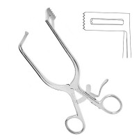 Discectomy Retractor 7" 20x70mm Left Fenestrated Blade Right Prong with Teeth