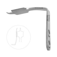 Bent Hohmann Retractor 9.37" Long Handle Length 7" 41mm Blade Width Depth to bend 4 3/4"