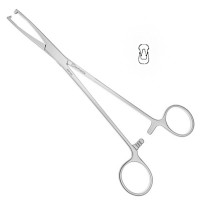 Jacobs Vulsellum Forceps 2x2 Teeth Serrated Jaws Straight 8 1/4"