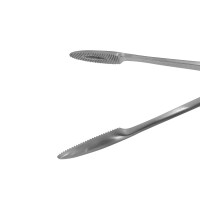 Cheron Uterine Dressing Forceps 10" Rings Angled Sideways Serrated Jaws 30X10mm
