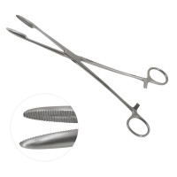 Maier Uterine Dressing Forceps Serrated Jaws 5x30mm With Ratchet Curved Size 10"