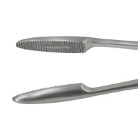 Maier Uterine Dressing Forceps Serrated Jaws 5x30mm With Ratchet Curved Size 10"