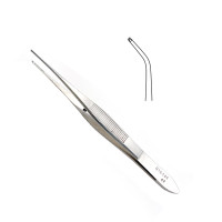 Iris Forceps 4" 1x2 Teeth Half Curved Tips Delicate Pattern