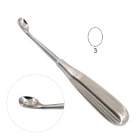 Spratt (Brun) Mastoid Curette 6 1/2" Oval Cups Size 3 (10.2mm)