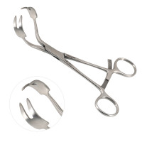 Twin Point Fragment Reduction Forceps 7" Curved with Long Ratchet