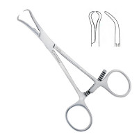 Bone Reduction Forceps 5" Curved 10mm Serrated With Pointed Tips Maximum Opening 16mm