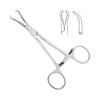 Bone Reduction Forceps 5" Curved 15mm Serrated With Pointed Tips Maximum Opening 16mm