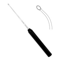 Tooth Curette 17" Curved Left 10mmx6.5mm Oval Tooth Cup 8" Shaft 9" Plastic Handle Black