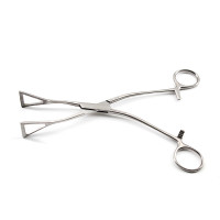 Lovelace Lung Grasping Forceps Angled Shanks Serrated Jaws 1" Wide 7 1/4"