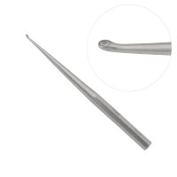 Brun Curette Solid Handle Straight Shaft Oval Cup 9” #2/0 (3.3mm)