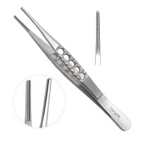 Debakey Vascular Tissue Forceps 1.5mm wide Tips Light Weight Fenestrated Handles 6"